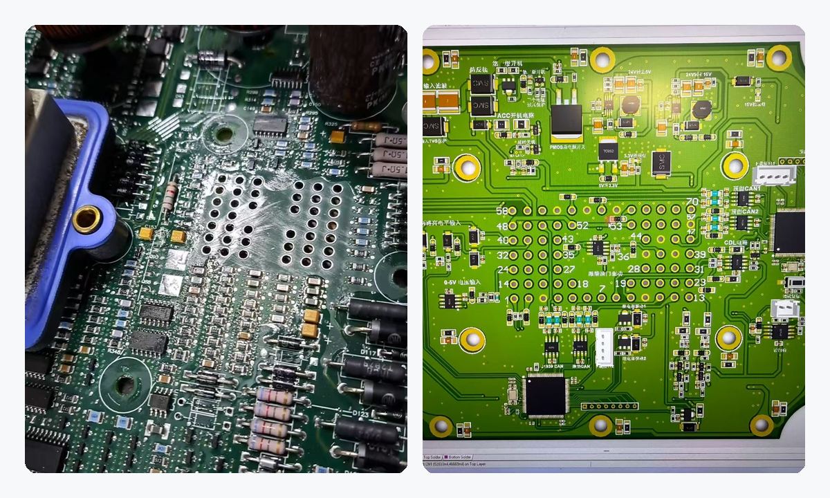 ECM circuit board repair detail and repair test board