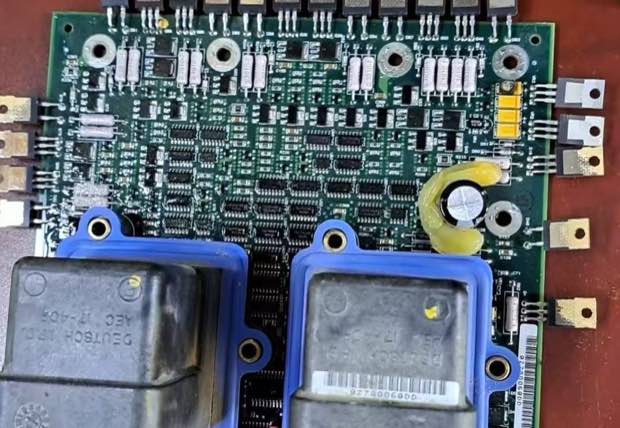ECM repair inspection board close-up